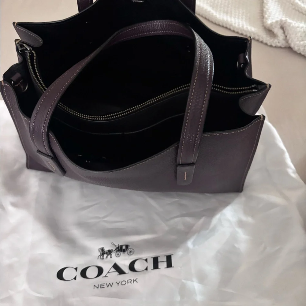 Coach Charlie 28 Carryall in Oxblood/Silver pebbled leather (Style #29529). - Picture 7 of 12